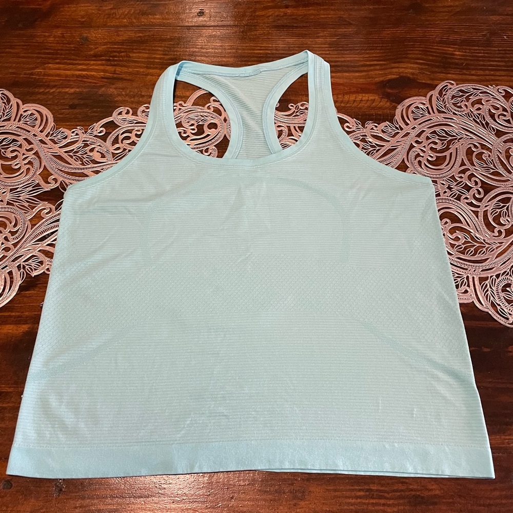 Lululemon Swiftly Tech Turquoise Race Length Tank Top Size 10